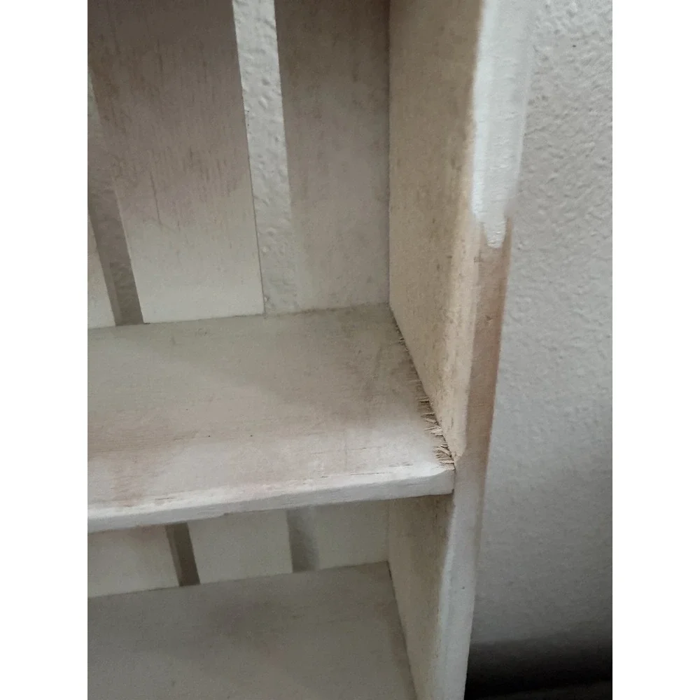 Vintage White Wood House Shaped Trinket Minature Display Shelf Grannycore 23x15